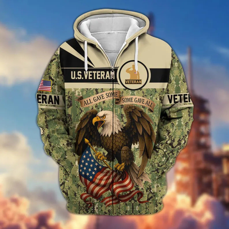 Premium US Veterans Zip Hoodie, Gifts For US Veterans, Veterans Day.