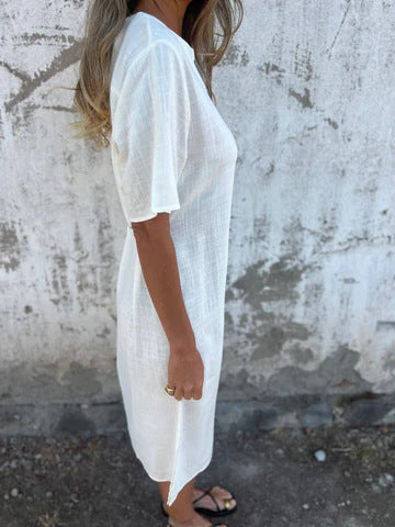 Spring and summer round neck fashion loose printed long dress robe