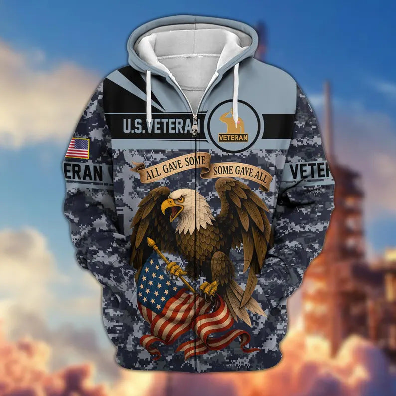 Premium US Veterans Zip Hoodie, Gifts For US Veterans, Veterans Day.