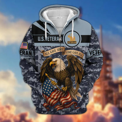 Premium US Veterans Zip Hoodie, Gifts For US Veterans, Veterans Day.