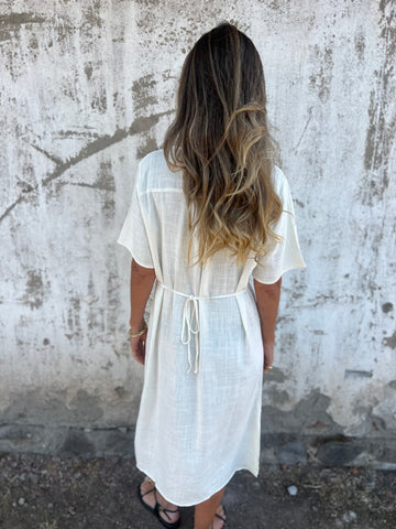 Spring and summer round neck fashion loose printed long dress robe