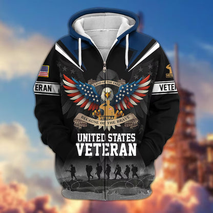 Premium US Veterans Zip Hoodie, Gifts For US Veterans, Veterans Day.