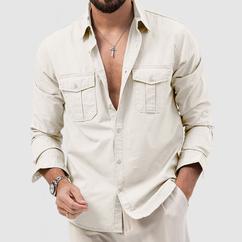 Men's Casual Cotton Workwear Pocket Shirt
