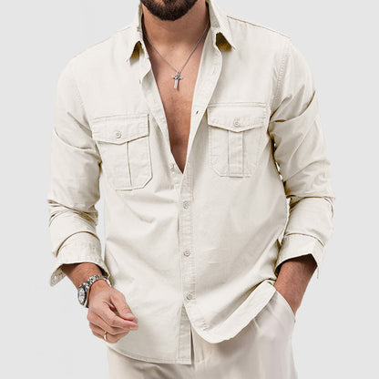 Men's Casual Cotton Workwear Pocket Shirt