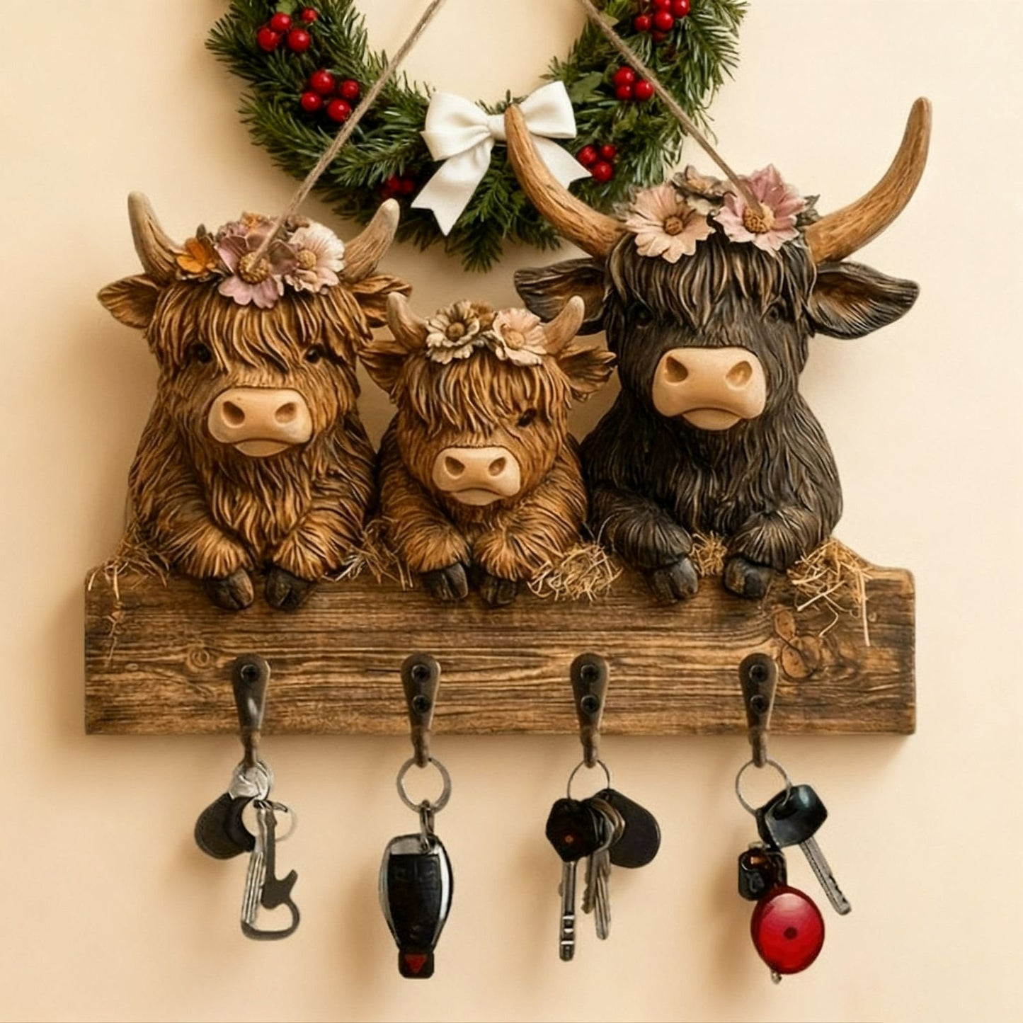🎁Last Day Sale 49% OFF🎅2D Rustic Highland Cow Wooden Ornament 🐮