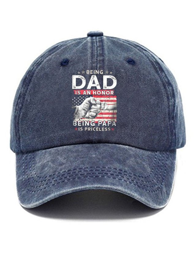 Men's American Flag Being Dad Is An Honor Being Papa Baseball Cap