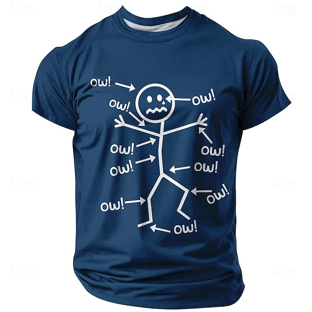 Men's Character Funny T Shirt Short Sleeve T shirt 3D Print Crew Neck Shirt Fashion Daily Basic Street Casual Daily Black Red Blue Summer Spring All Seasons Clothing Apparel