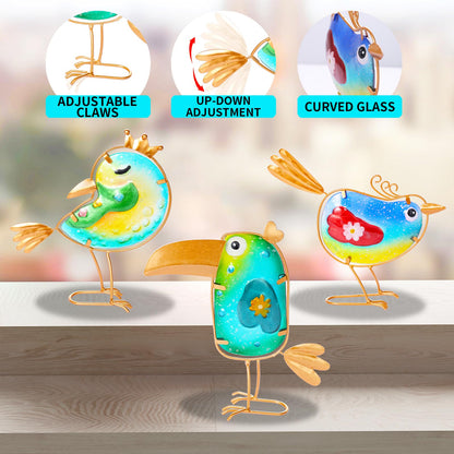 Funny Metal & Glass Bird Decor