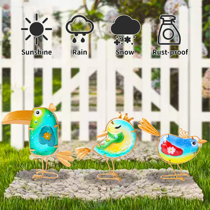 Funny Metal & Glass Bird Decor
