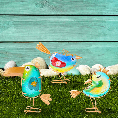Funny Metal & Glass Bird Decor