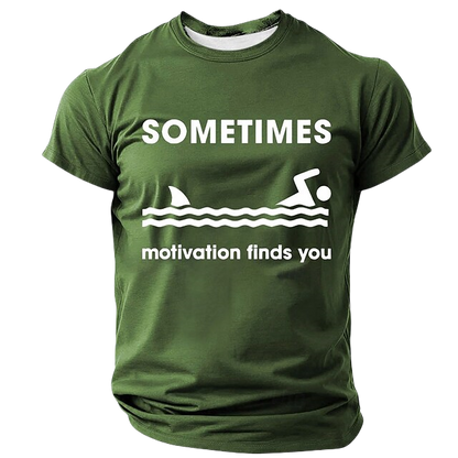 Men's Sometimes Motivation Finds You Funny T Shirt Short Sleeve T shirt 3D Print Crew Neck Shirt Fashion Daily Basic Street Casual Daily Black Red Blue Summer Spring All Seasons Clothing Apparel