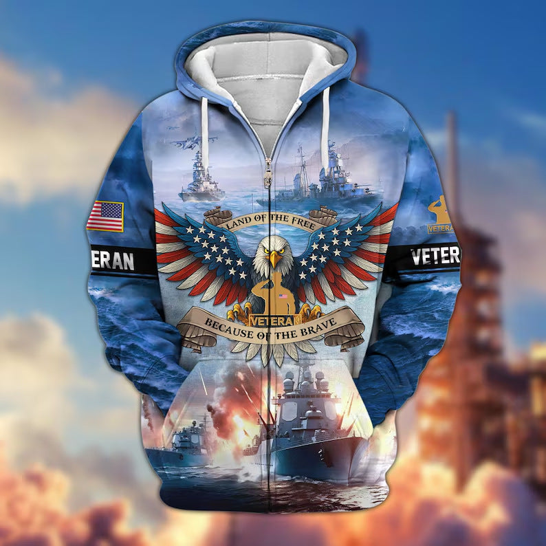 Premium US Veterans Zip Hoodie, Gifts For US Veterans, Veterans Day.