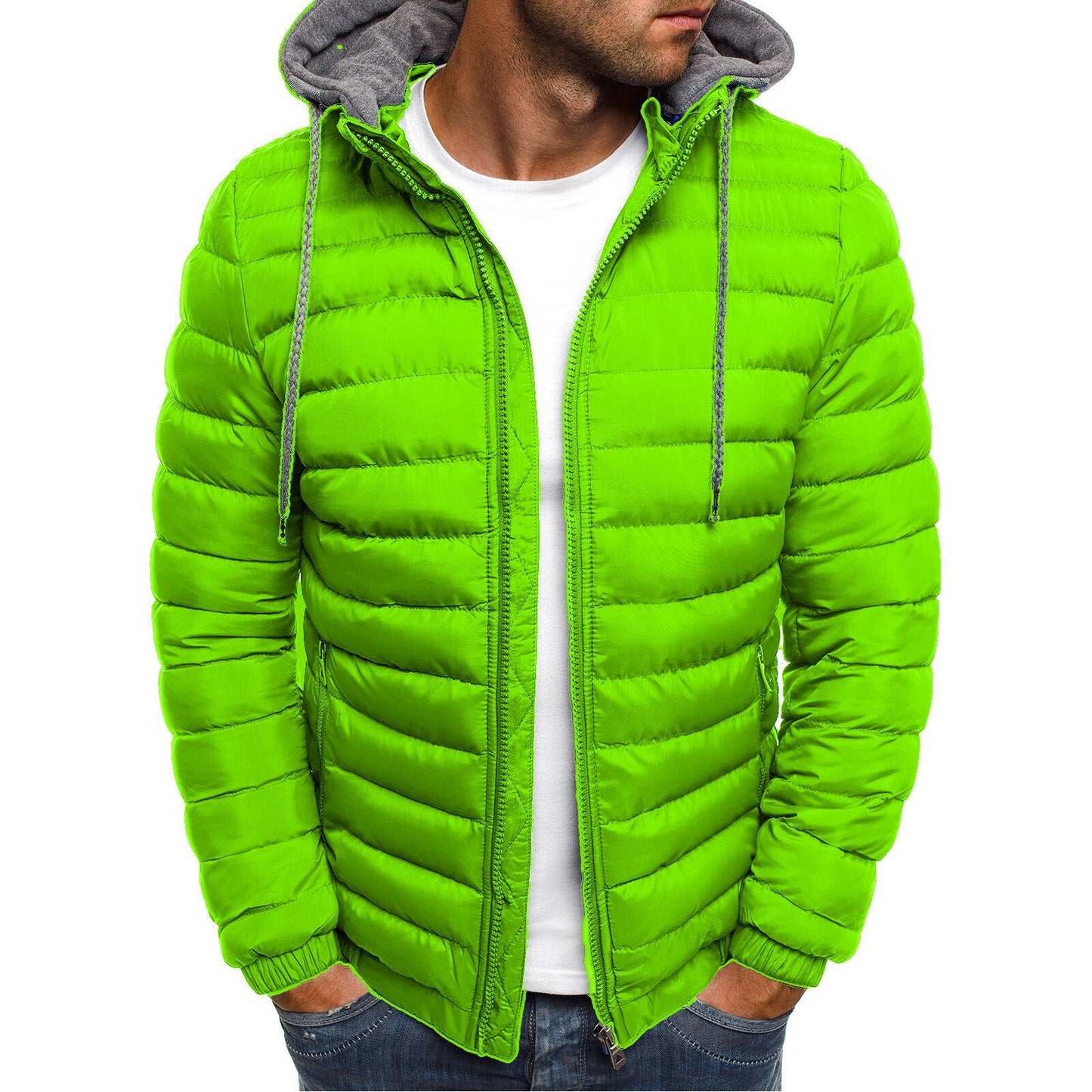 Mens Hoodie Bubble Coat Puffer Casual Jackets Winter Warm Quilted Zip Up Outwear