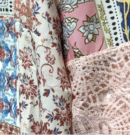 Spring-Summer Vintage Printed Lace Trim Dress