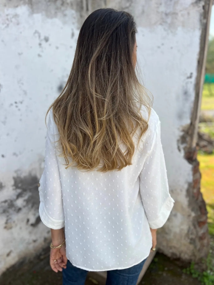 Spring-autumn round-neck chiffon jacquard fashion casual loose T-shirt