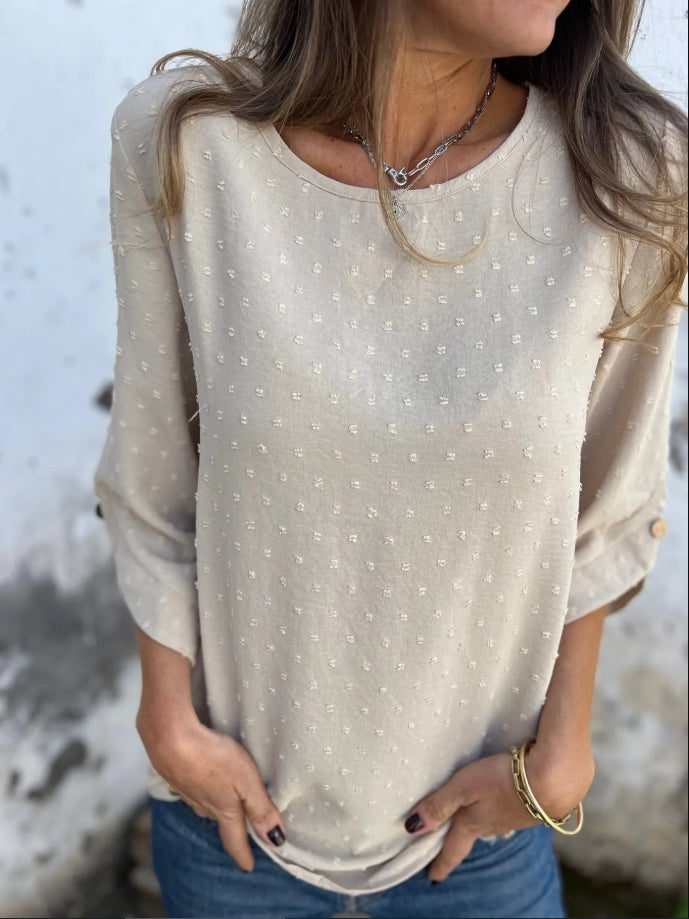 Spring-autumn round-neck chiffon jacquard fashion casual loose T-shirt