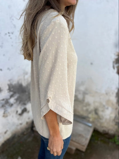 Spring-autumn round-neck chiffon jacquard fashion casual loose T-shirt