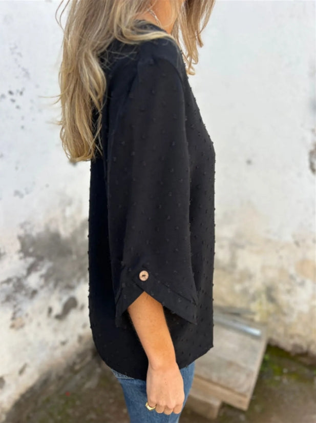 Spring-autumn round-neck chiffon jacquard fashion casual loose T-shirt