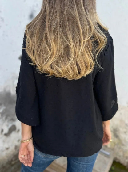 Spring-autumn round-neck chiffon jacquard fashion casual loose T-shirt