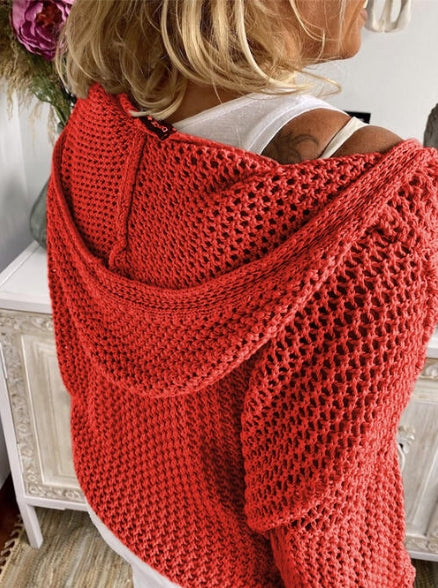 Knitted Hooded Lightweight Loose-Fit Sun-Protective Sweater