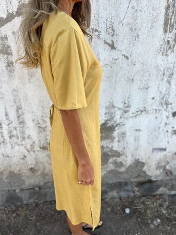 Spring and summer round neck fashion loose printed long dress robe