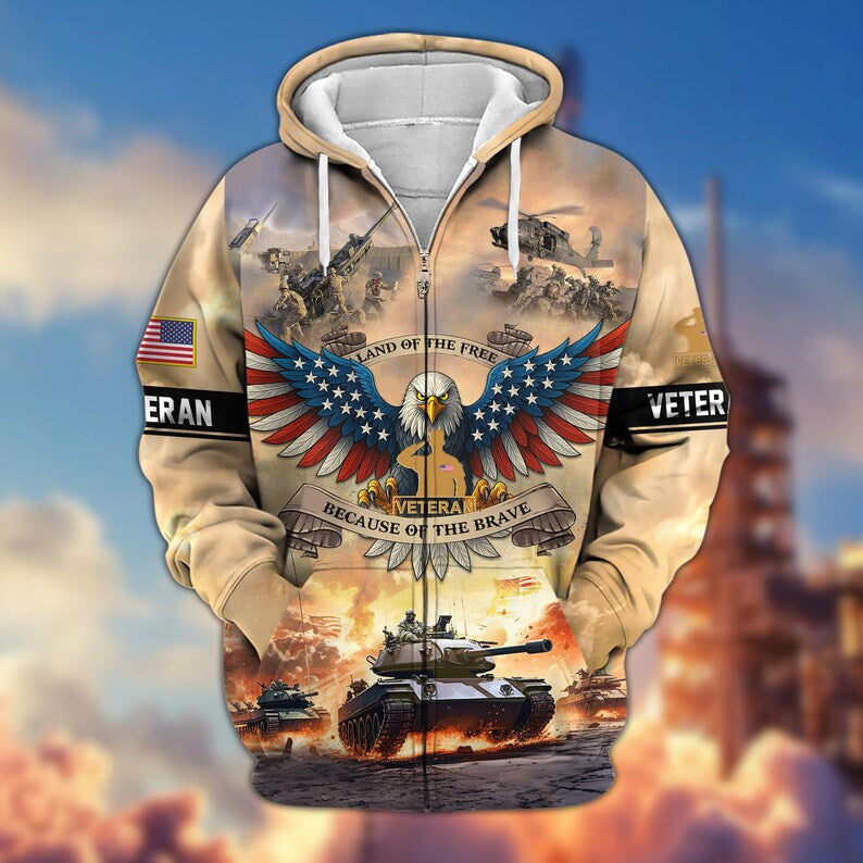 Premium US Veterans Zip Hoodie, Gifts For US Veterans, Veterans Day.
