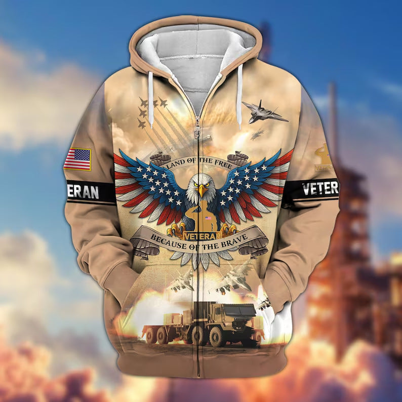 Premium US Veterans Zip Hoodie, Gifts For US Veterans, Veterans Day.
