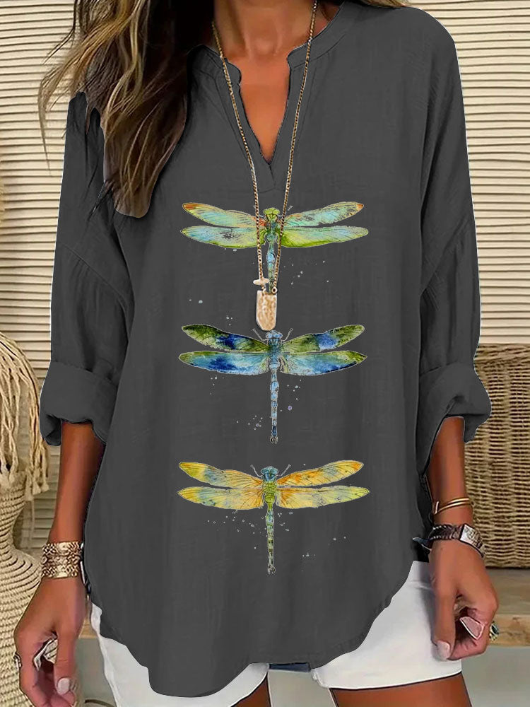 Women's Dragonfly Print Casual Shirt
