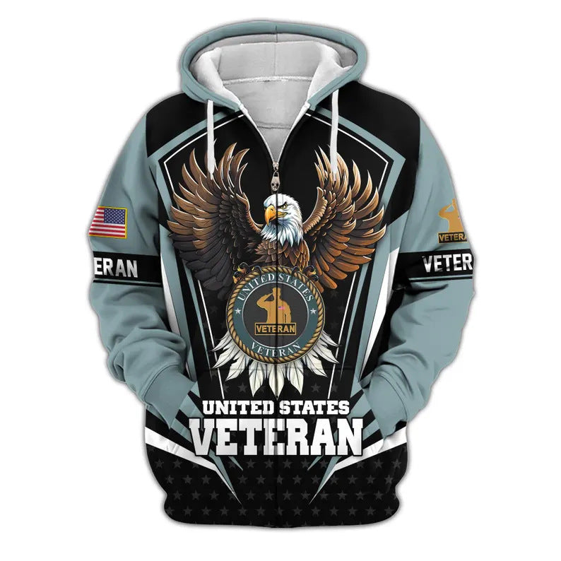 Premium US Veterans Zip Hoodie, Gifts For US Veterans, Veterans Day.
