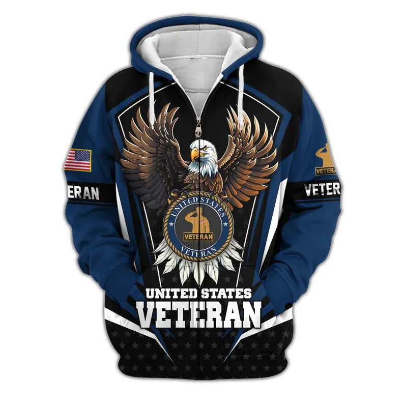 Premium US Veterans Zip Hoodie, Gifts For US Veterans, Veterans Day.