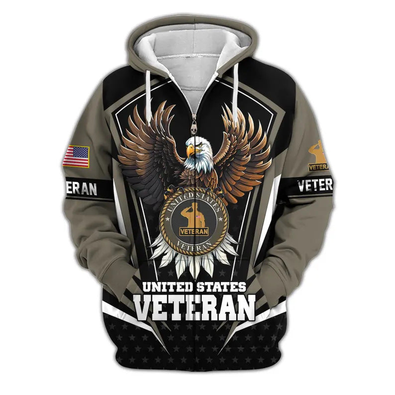 Premium US Veterans Zip Hoodie, Gifts For US Veterans, Veterans Day.