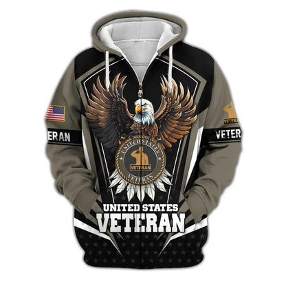 Premium US Veterans Zip Hoodie, Gifts For US Veterans, Veterans Day.