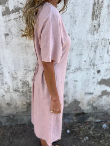 Spring and summer round neck fashion loose printed long dress robe