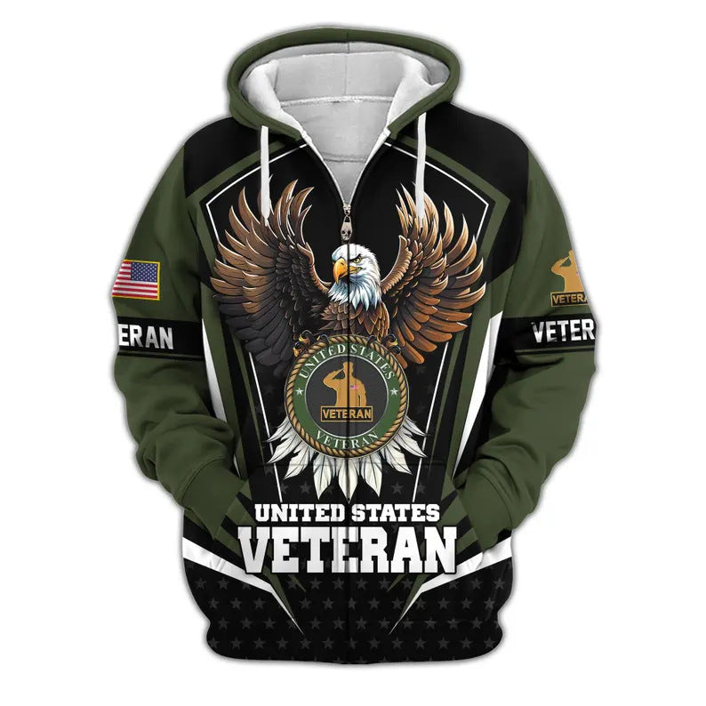 Premium US Veterans Zip Hoodie, Gifts For US Veterans, Veterans Day.