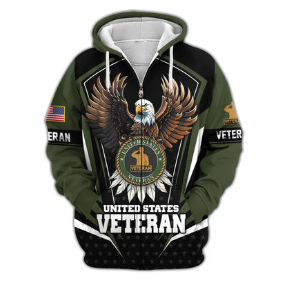 Premium US Veterans Zip Hoodie, Gifts For US Veterans, Veterans Day.