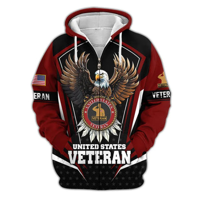 Premium US Veterans Zip Hoodie, Gifts For US Veterans, Veterans Day.