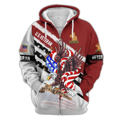 Premium US Veterans Zip Hoodie, Gifts For US Veterans, Veterans Day.