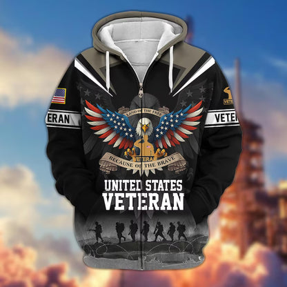 Premium US Veterans Zip Hoodie, Gifts For US Veterans, Veterans Day.