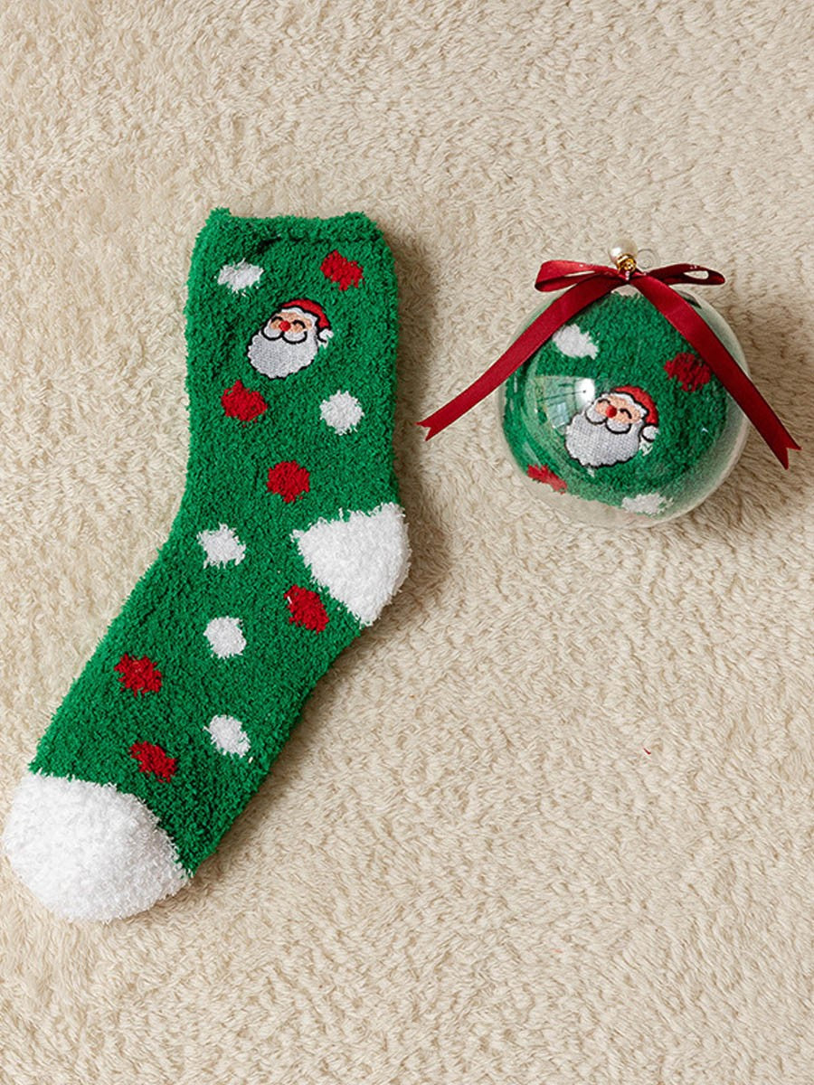Christmas Ball Coral Fleece Socks Gift Box Christmas Gift Thickened Cartoon Sleep Socks