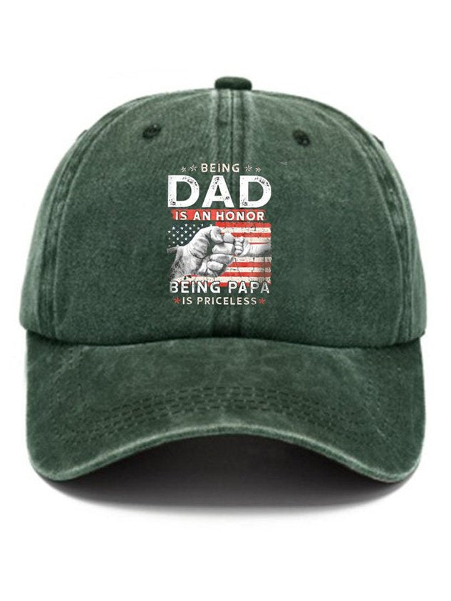 Men's American Flag Being Dad Is An Honor Being Papa Baseball Cap