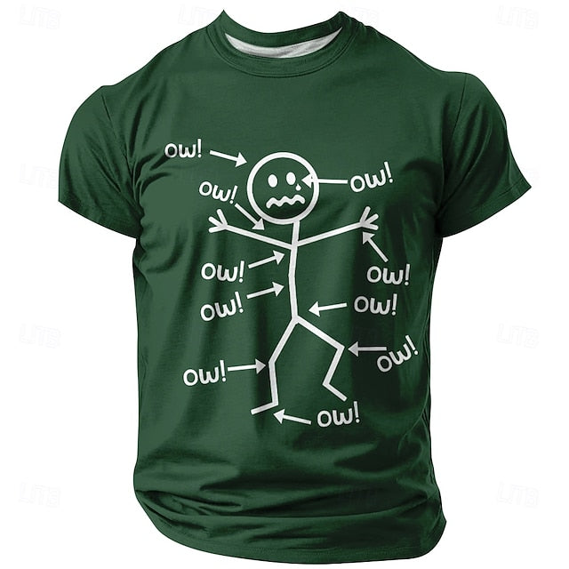 Men's Character Funny T Shirt Short Sleeve T shirt 3D Print Crew Neck Shirt Fashion Daily Basic Street Casual Daily Black Red Blue Summer Spring All Seasons Clothing Apparel