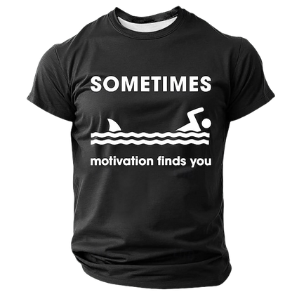 Men's Sometimes Motivation Finds You Funny T Shirt Short Sleeve T shirt 3D Print Crew Neck Shirt Fashion Daily Basic Street Casual Daily Black Red Blue Summer Spring All Seasons Clothing Apparel