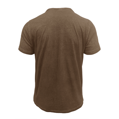 Vintage crew neck henley summer base layer outdoor short-sleeve T-shirt