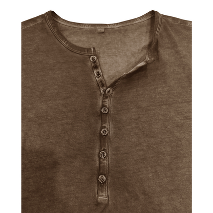 Vintage crew neck henley summer base layer outdoor short-sleeve T-shirt