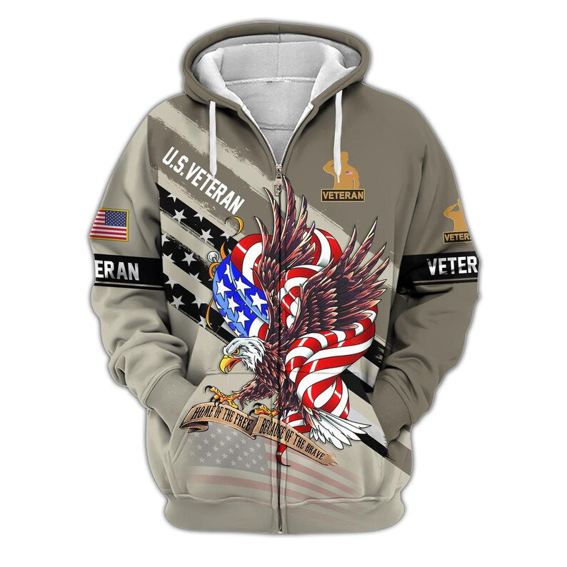 Premium US Veterans Zip Hoodie, Gifts For US Veterans, Veterans Day.
