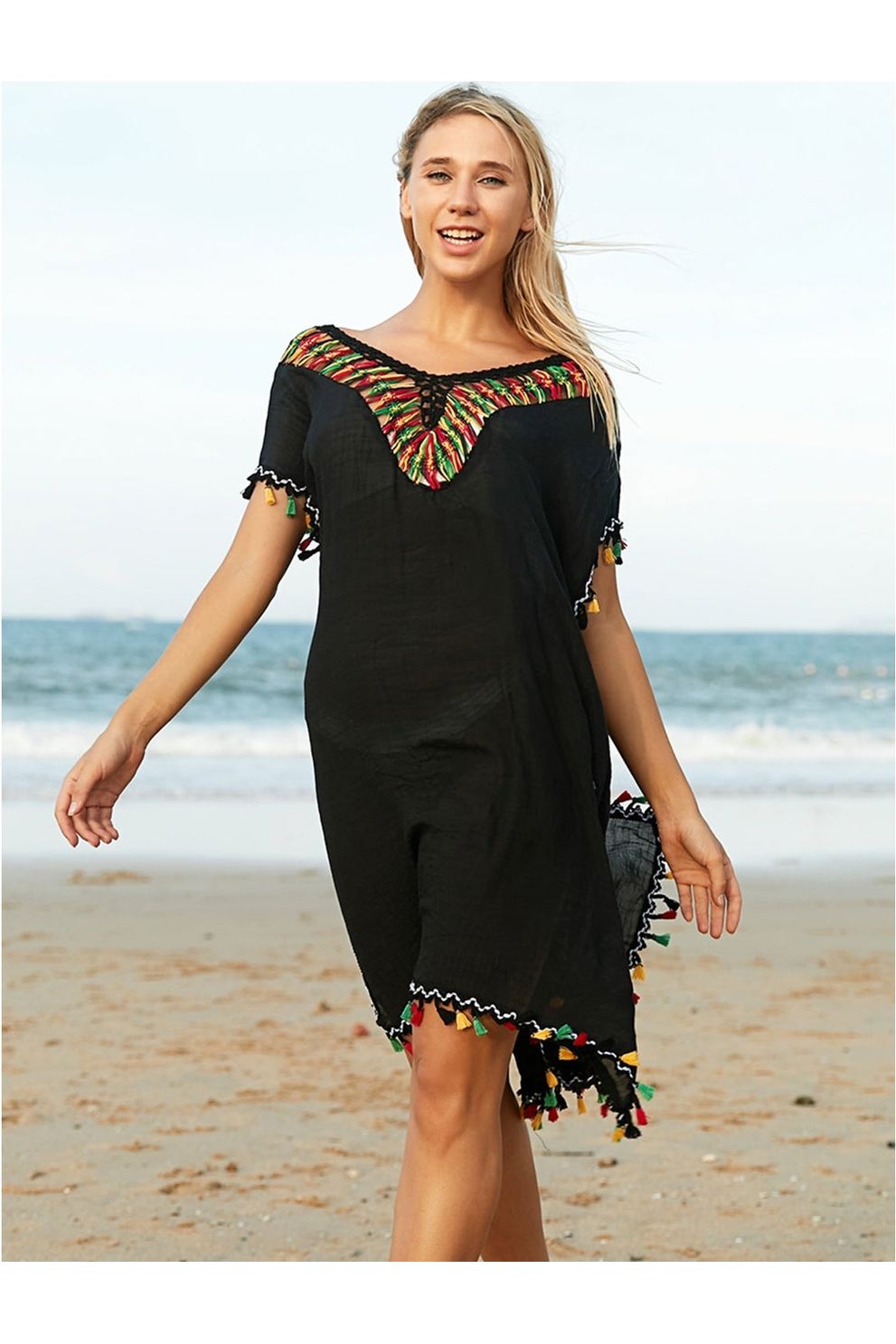 V-Neck Short Sleeve Cover Up