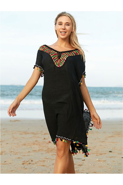 V-Neck Short Sleeve Cover Up