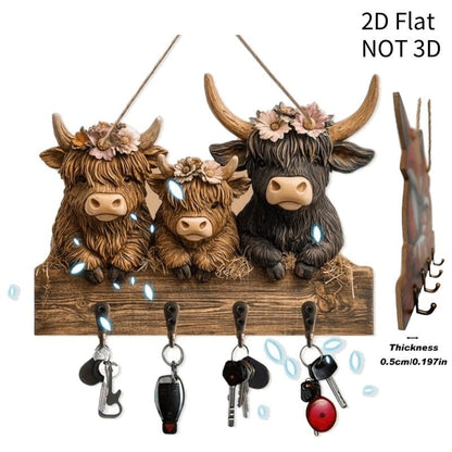 🎁Last Day Sale 49% OFF🎅2D Rustic Highland Cow Wooden Ornament 🐮