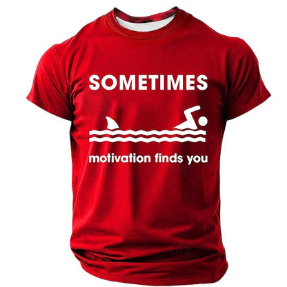 Men's Sometimes Motivation Finds You Funny T Shirt Short Sleeve T shirt 3D Print Crew Neck Shirt Fashion Daily Basic Street Casual Daily Black Red Blue Summer Spring All Seasons Clothing Apparel