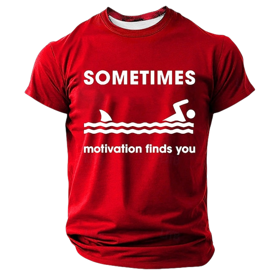 Men's Sometimes Motivation Finds You Funny T Shirt Short Sleeve T shirt 3D Print Crew Neck Shirt Fashion Daily Basic Street Casual Daily Black Red Blue Summer Spring All Seasons Clothing Apparel